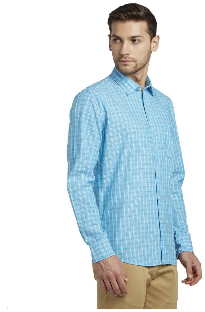 

Parx Men Blue Checked Slim Fit Casual Shirt