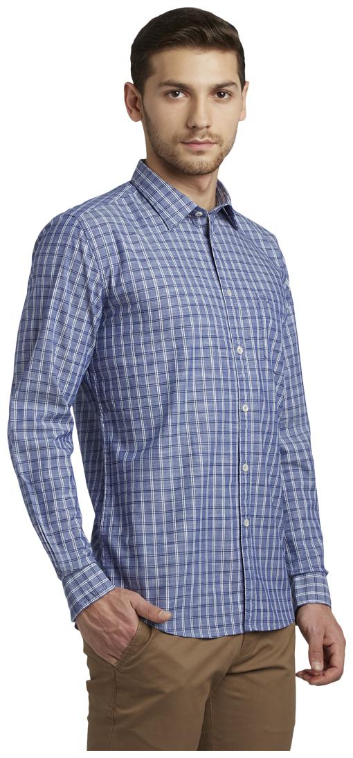 

Parx Men Blue Checked Slim Fit Casual Shirt