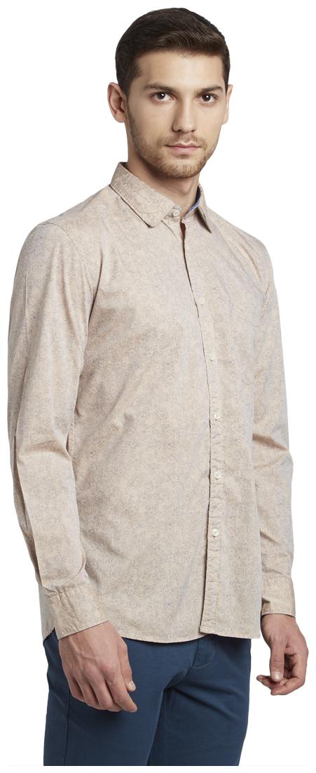 

Parx Men Beige Printed Slim Fit Casual Shirt