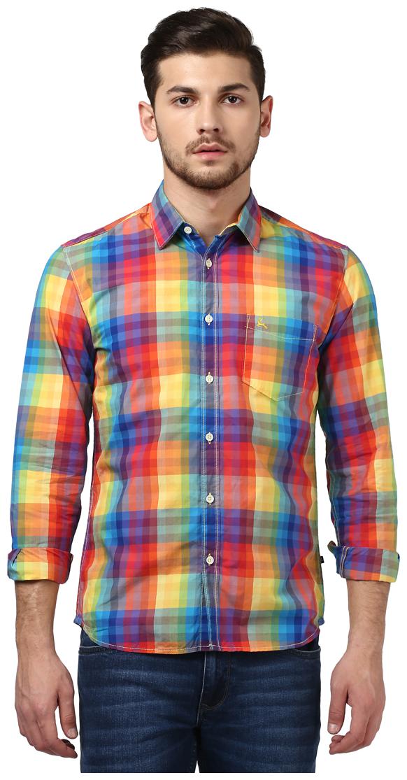 Buy Parx Men Yellow Checked Slim Fit Casual Shirt Online at Low