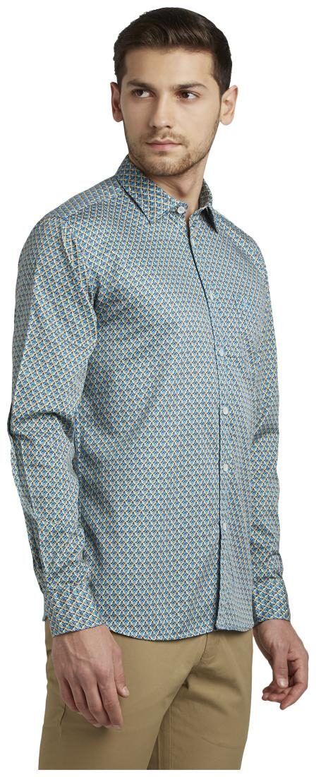 

Parx Men Blue Printed Slim Fit Casual Shirt