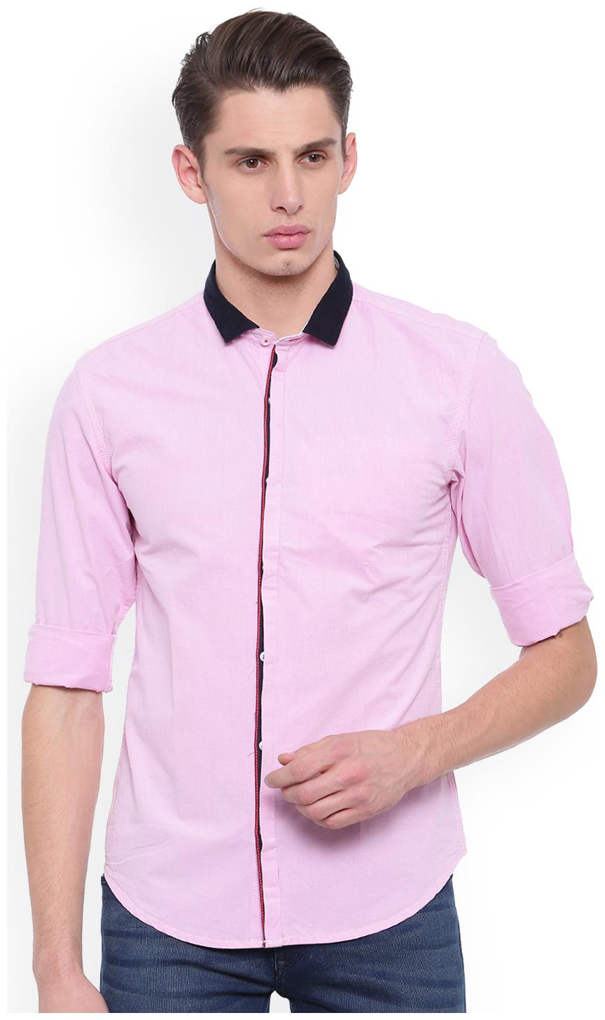 

The Hanger Men Pink Solid Regular Fit Casual Shirt
