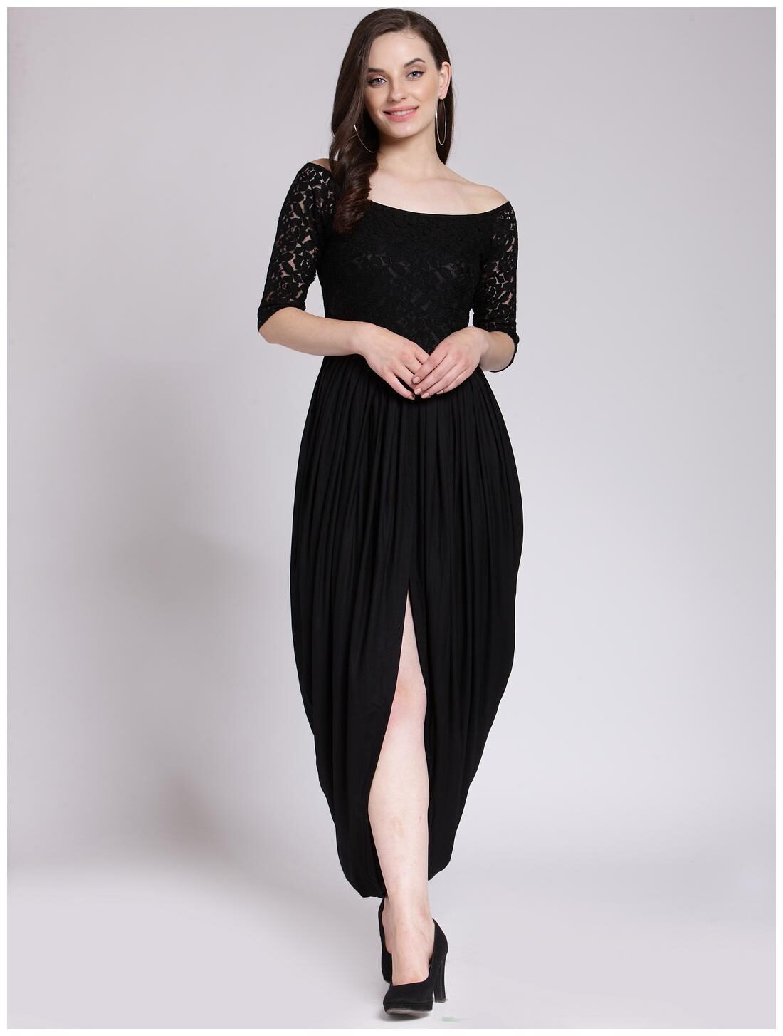 

Cation Black Solid Tulip dress