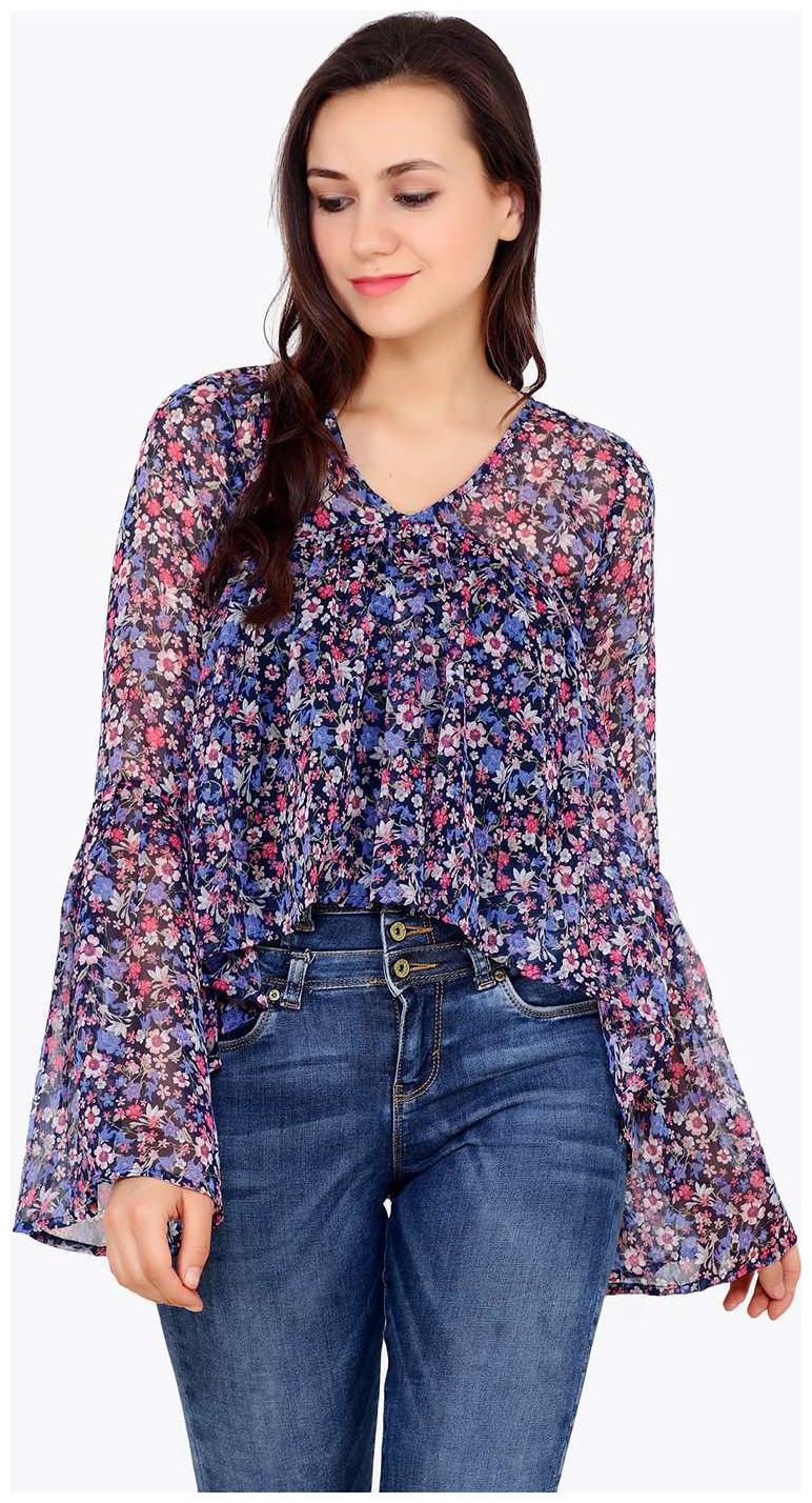 

Cation Women Printed Regular top - Blue
