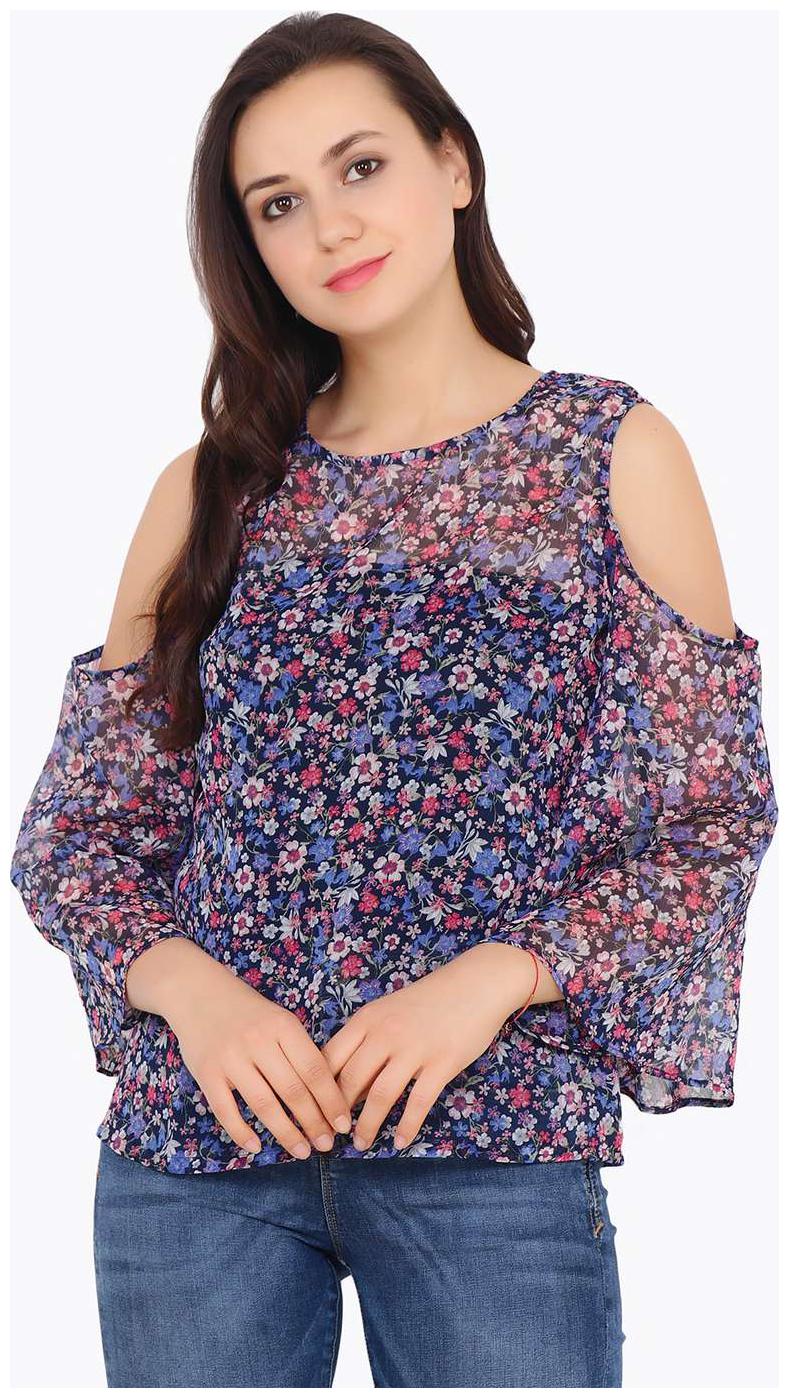 

Cation Women Printed Regular top - Blue