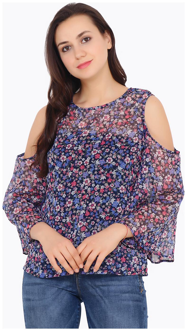

Cation Women Printed Regular top - Blue