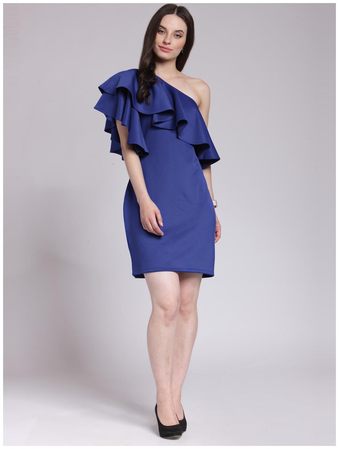 

Cation Blue Solid Sheath dress