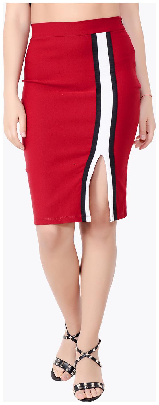 

Cation Solid Pencil skirt Midi Skirt - Maroon