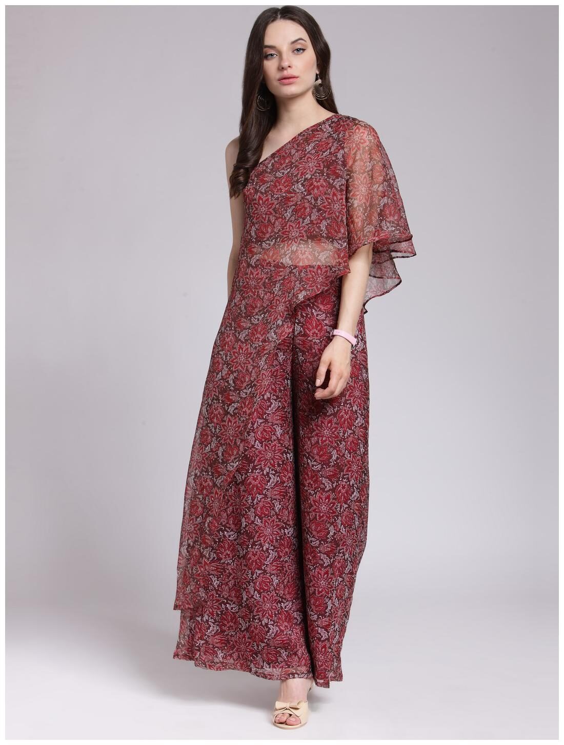 

Cation Maroon Printed Two Piece Dress