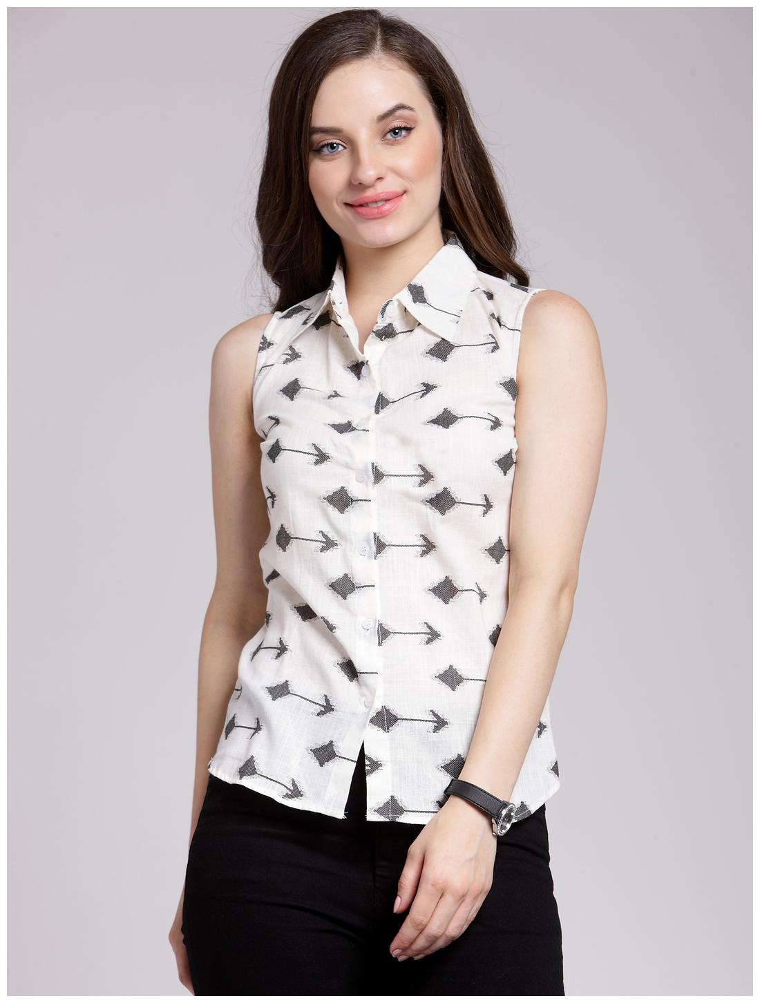 

Cation Women White Printed Regular Fit Shirt