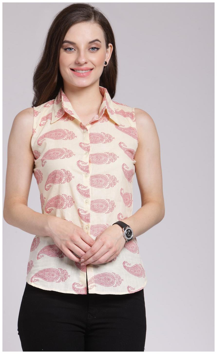

Cation Women Cream Printed Regular Fit Shirt