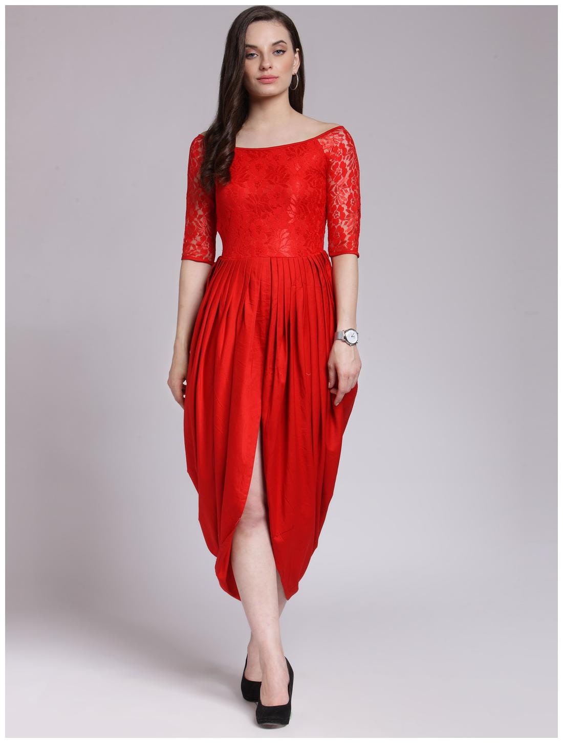 

Cation Red Solid Tulip dress