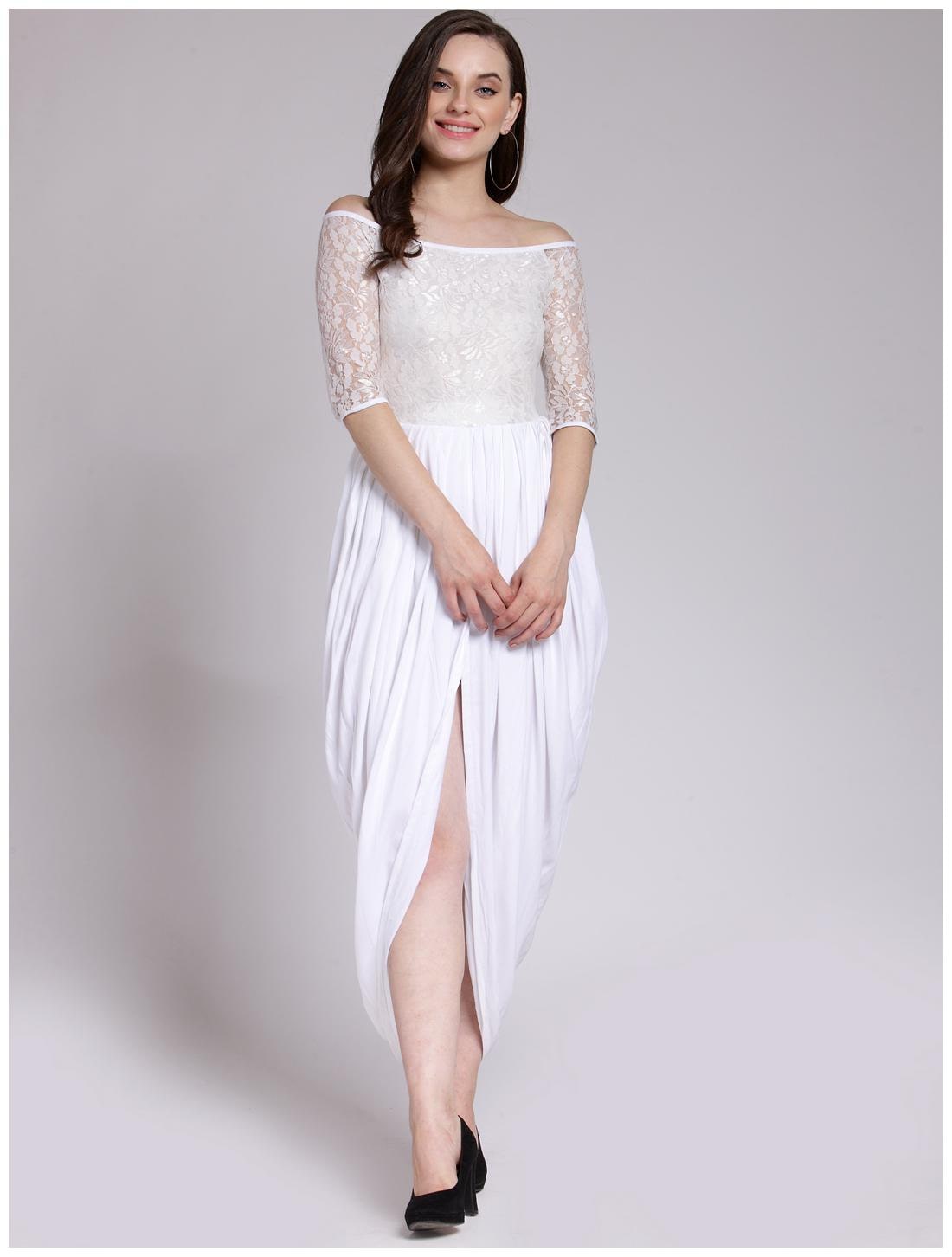 

Cation White Solid Tulip dress