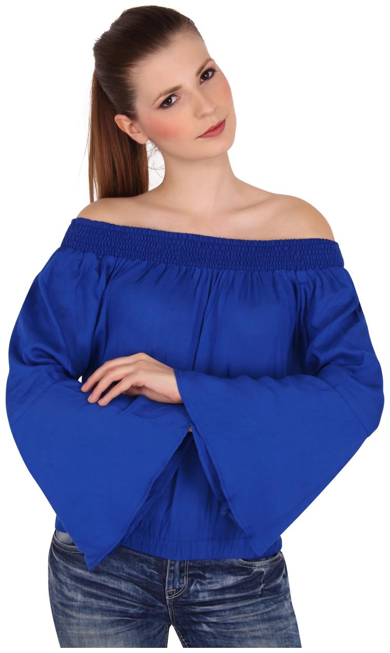 

Cattleya Bell Sleeves Top Smoked At Off Shoulder Neck and Waist