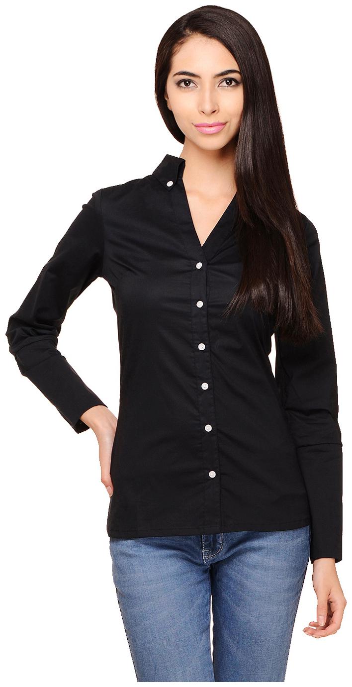 

Cattleya Black Cotton Poplin Lycra Top