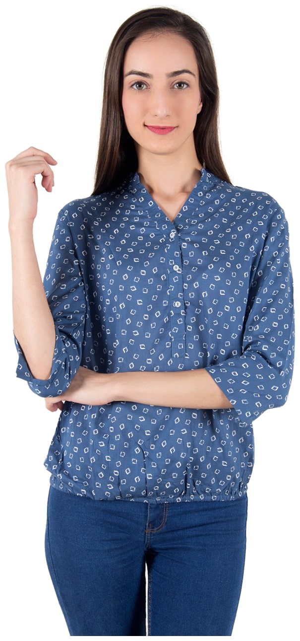 

Cattleya Blue White Rayon Top