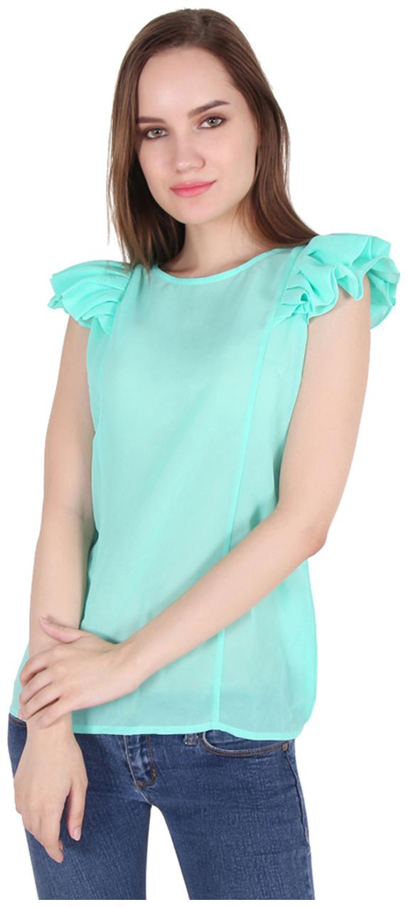 

Cattleya Cap Sleeves Crew Neck Top with Blouson Sleeves