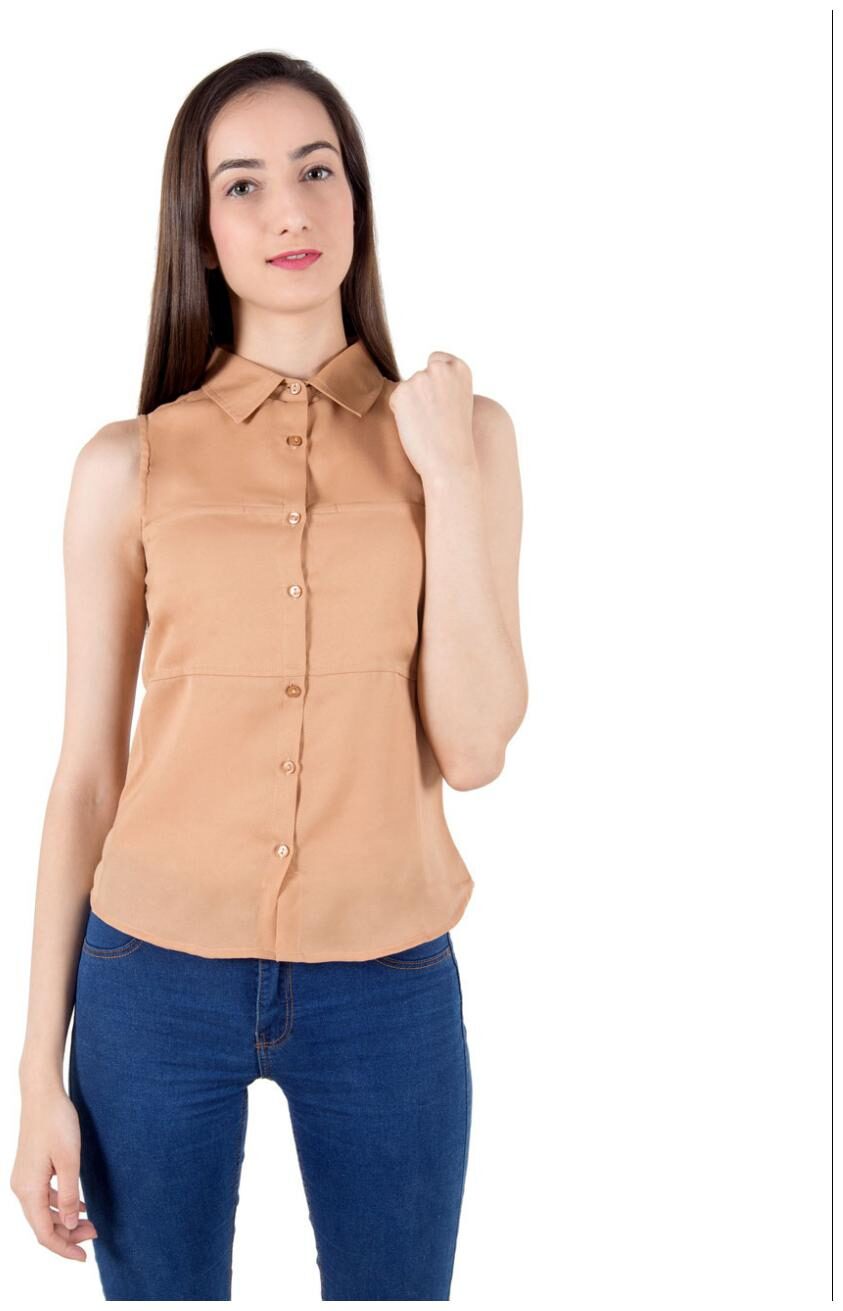 

Cattleya Women Beige Solid Regular Fit Shirt