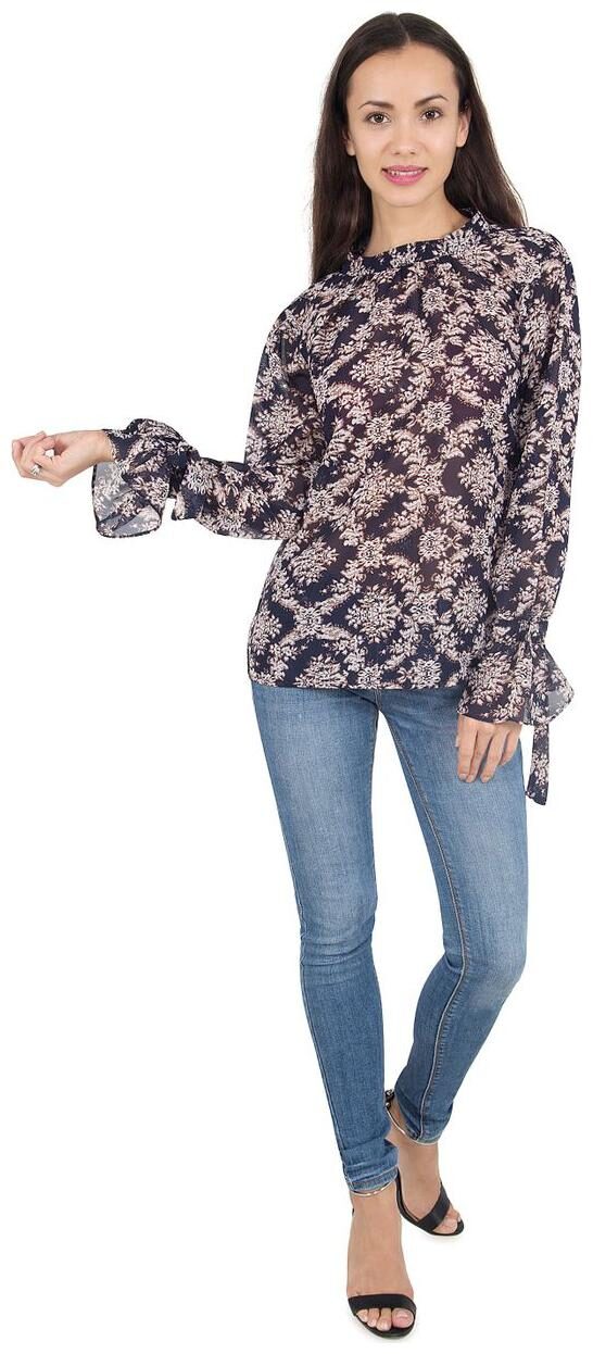 

Cattleya Mock Neck Top with Tie Closure at Bell Sleeves