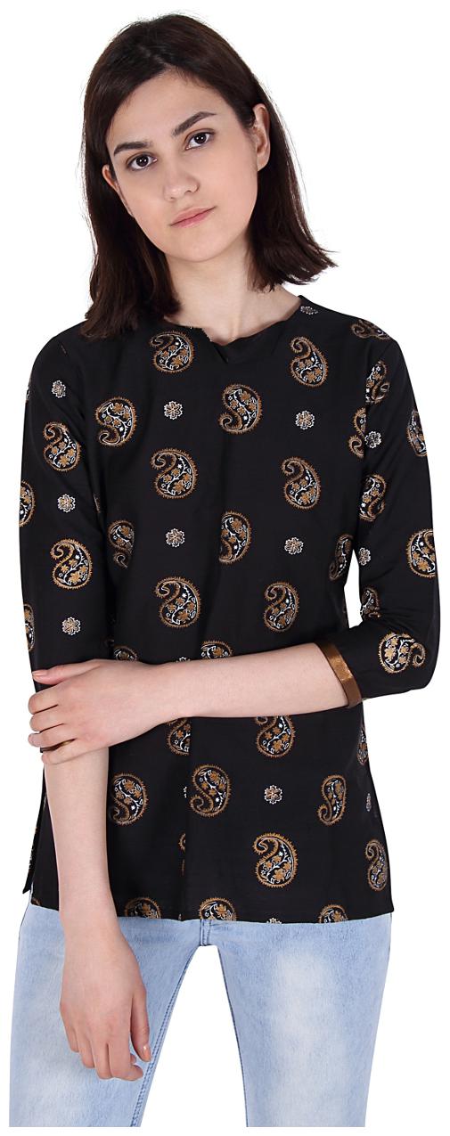 

Cattleya Women Black Printed Straight Kurta