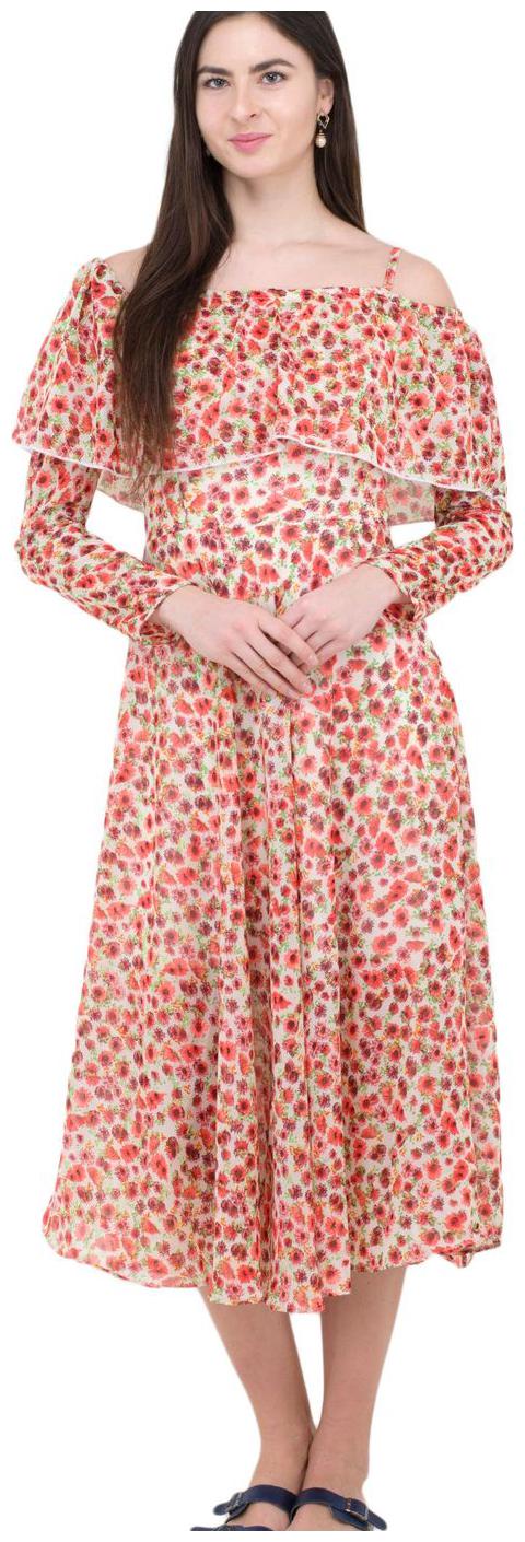 

Cattleya Orange Floral Fit flare dress
