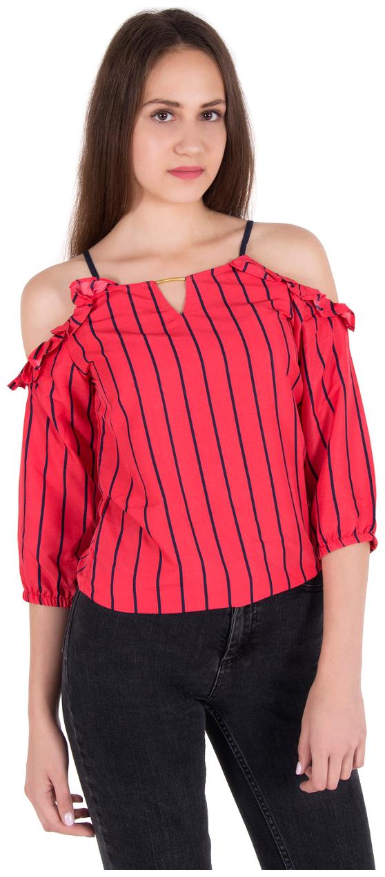 

Cattleya Striped Cold Shoulder Long Sleeve Top