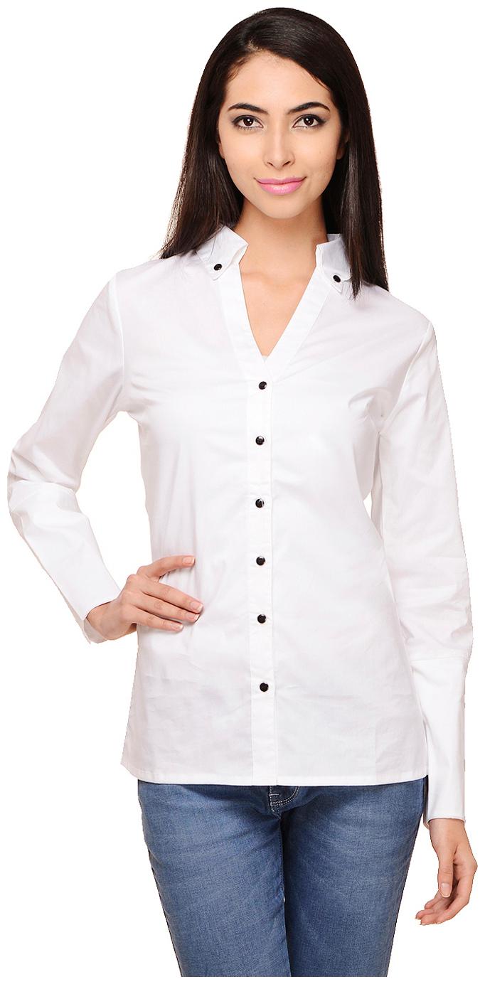 

Cattleya White Cotton Poplin Lycra Top