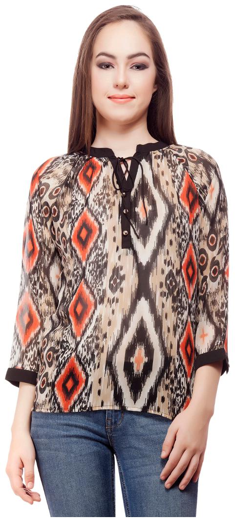 

Cattleya Women s Multi Printed Georgette Designer Top