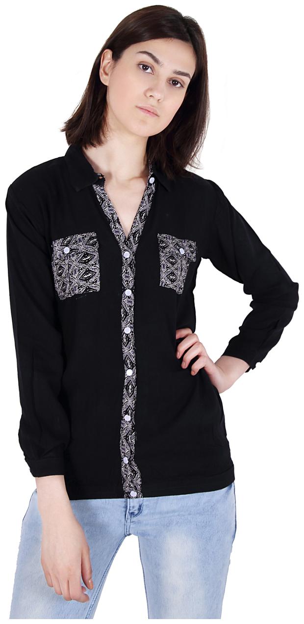 

Cattleya Women Black Printed Slim Fit Shirt