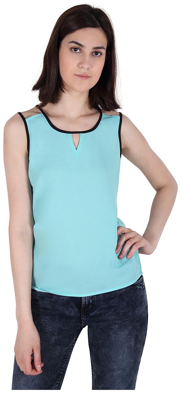 

Cattleya Women s Sea Green Solid Georgette Designer Tank Top