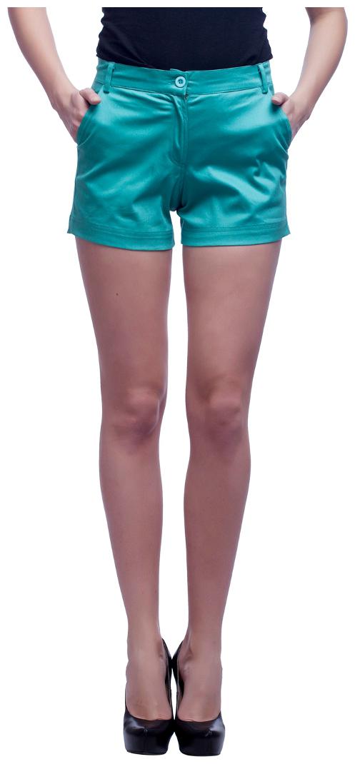 

Cattleya Women s Sea Green Solid Cotton Satin Lycra Designer Shorts