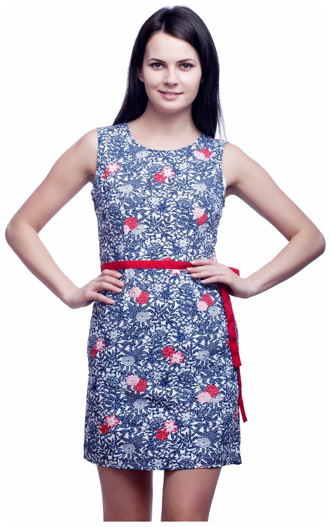 

Cattleya Women s Blue White Printed Crepe Designer Stealth Fit Lined Dress