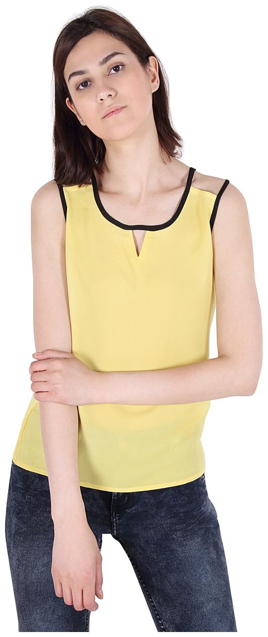 

Cattleya Women s Yellow Solid Georgette Designer Tank Top