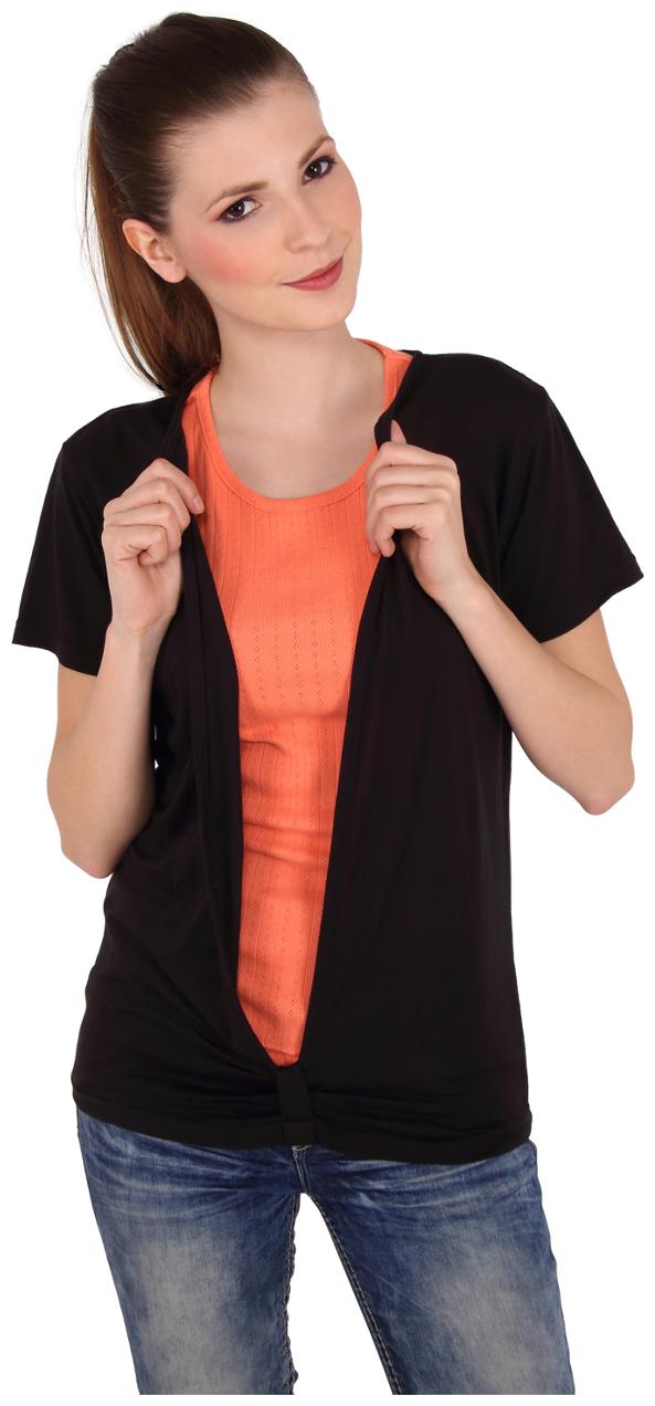 

Cattleya Women s Black Peach Knit Top with double layer