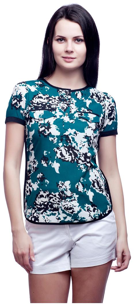 

Cattleya Women s Green Printed Crepe Designer Top