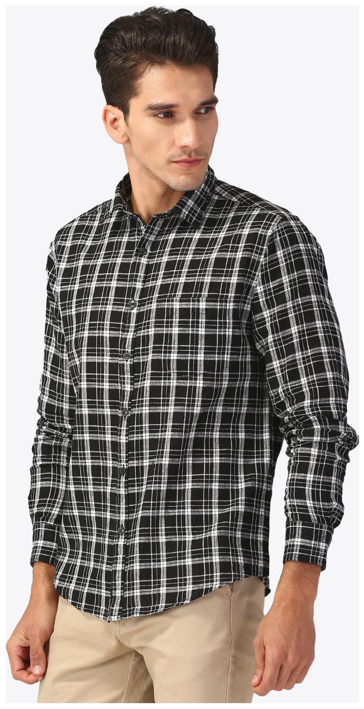 

Linen Club Men Black Checked Regular Fit Casual Shirt