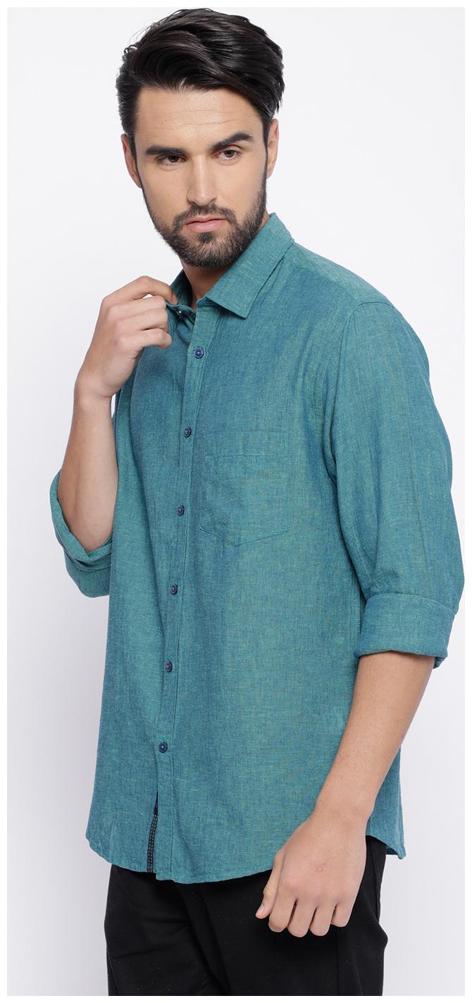 

Linen Club Men Green Solid Regular Fit Casual Shirt