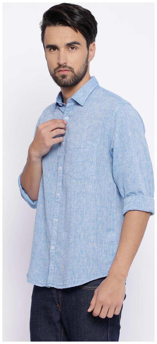 

Linen Club Men Blue Solid Regular Fit Casual Shirt