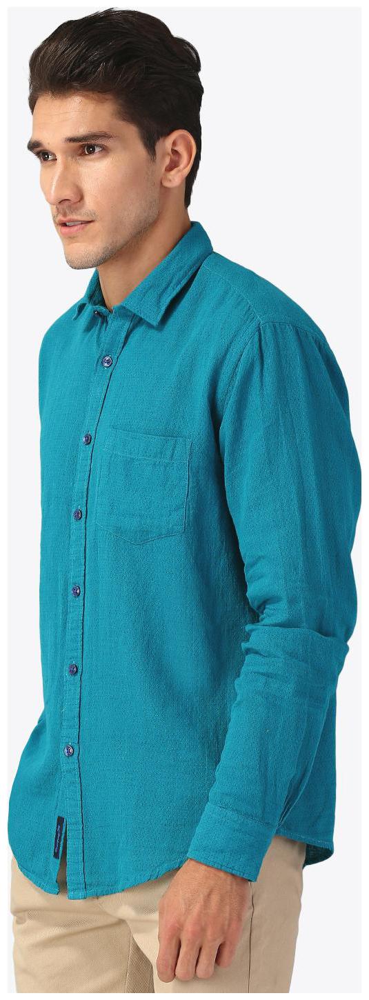 

Linen Club Men Blue Solid Regular Fit Casual Shirt