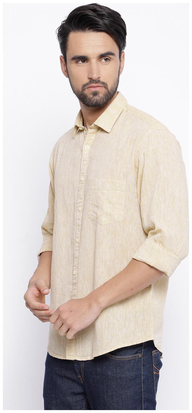 

Linen Club Men Beige Solid Regular Fit Casual Shirt