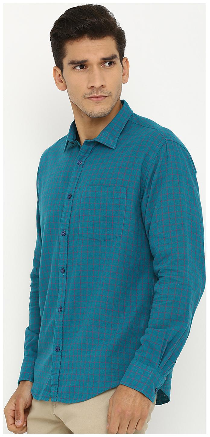 

Linen Club Men Green Checked Regular Fit Casual Shirt