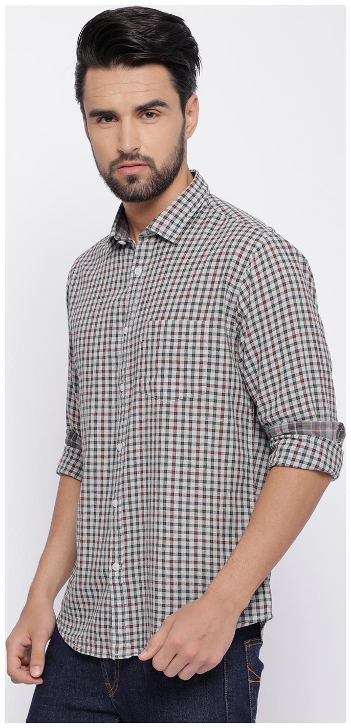 

Linen Club Men Grey Checked Regular Fit Casual Shirt