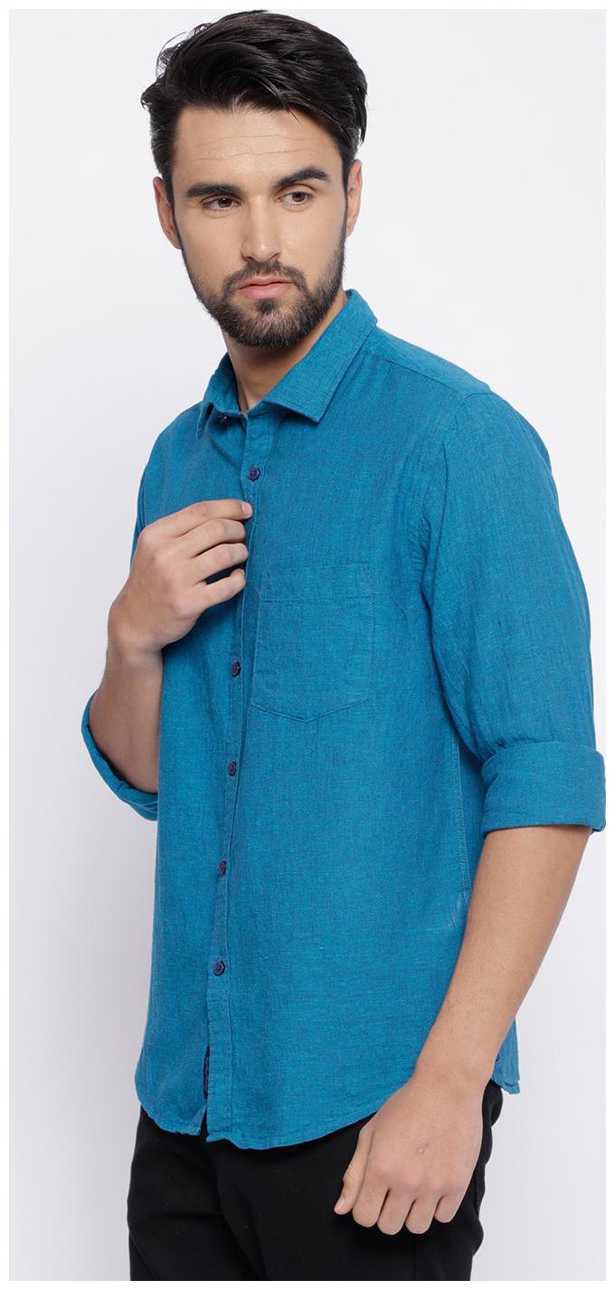 

Linen Club Men Blue Solid Regular Fit Casual Shirt