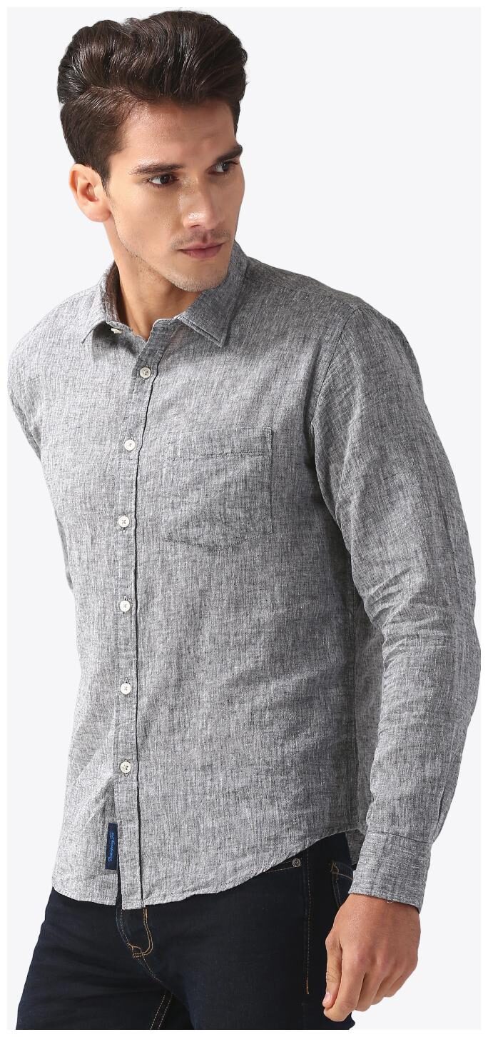 

Linen Club Men Grey Solid Regular Fit Casual Shirt