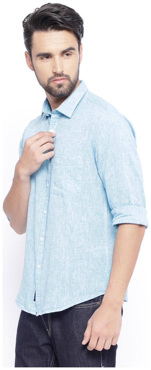 

Linen Club Men Blue Solid Regular Fit Casual Shirt