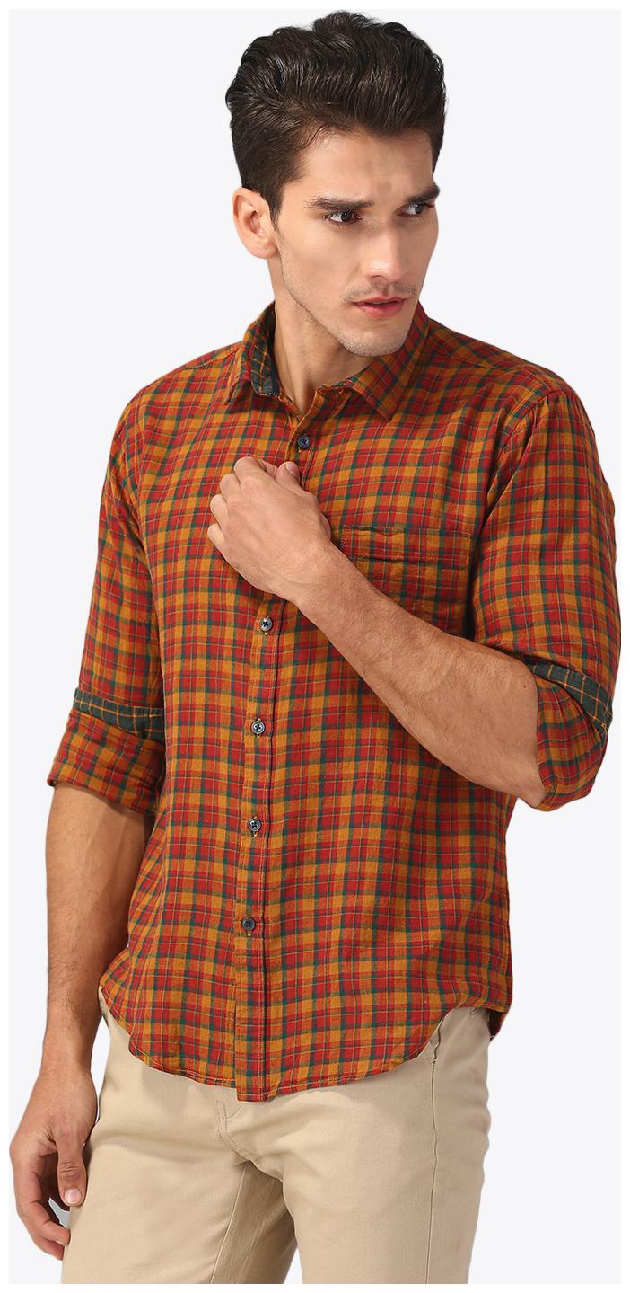 

Linen Club Men Red Checked Regular Fit Casual Shirt