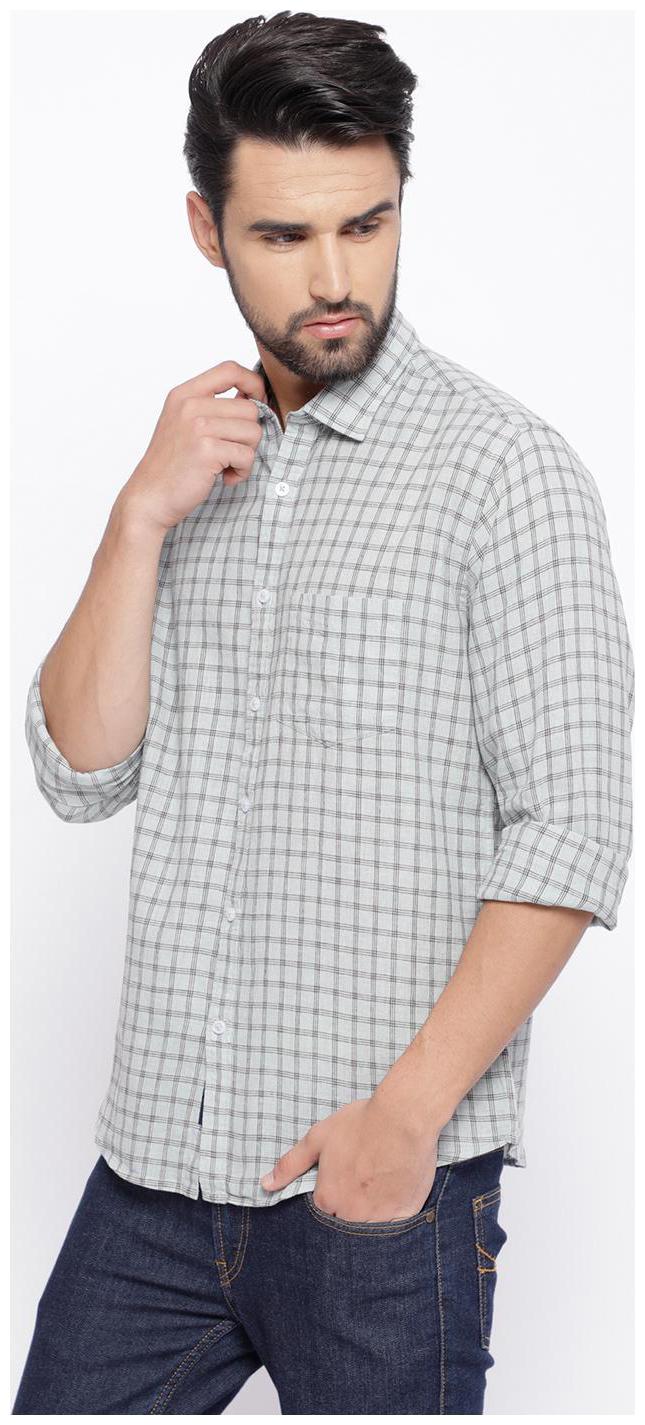 

Linen Club Men White Checked Regular Fit Casual Shirt