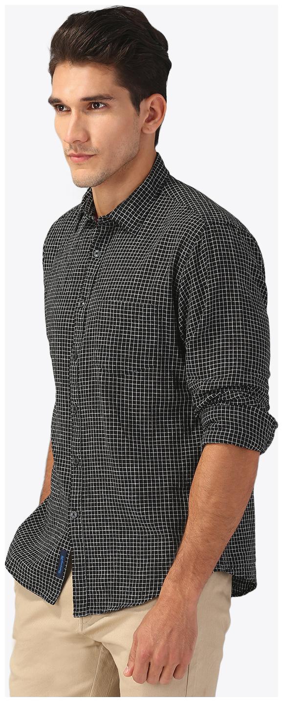 

Linen Club Men Black Checked Regular Fit Casual Shirt