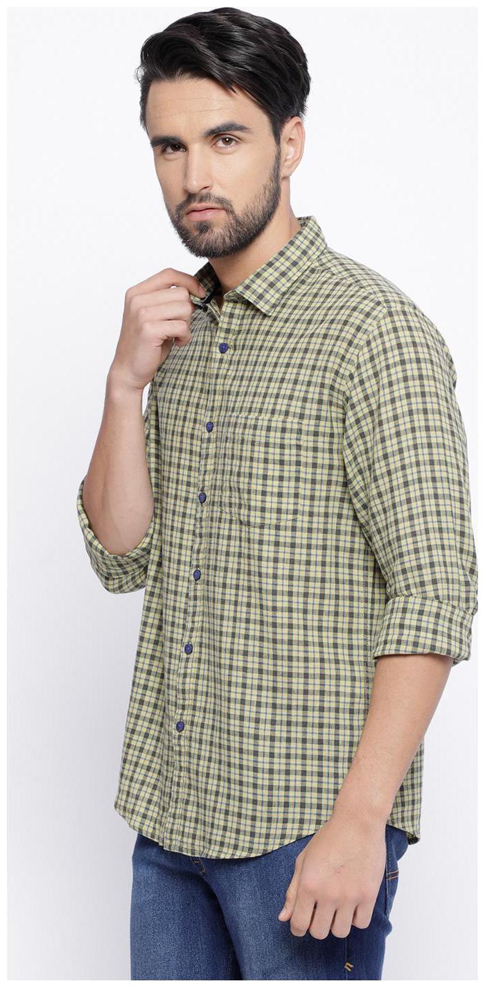 

Linen Club Men Green Checked Regular Fit Casual Shirt