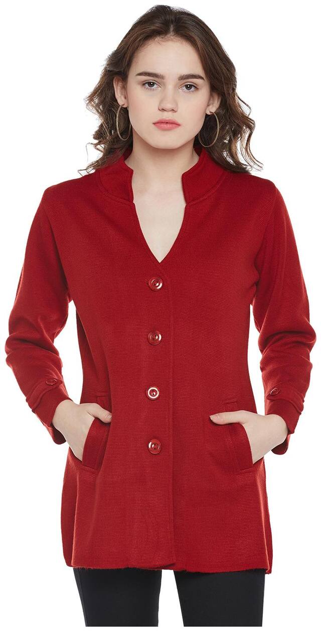 Cayman Women Solid Regular FIt Coat - Red
